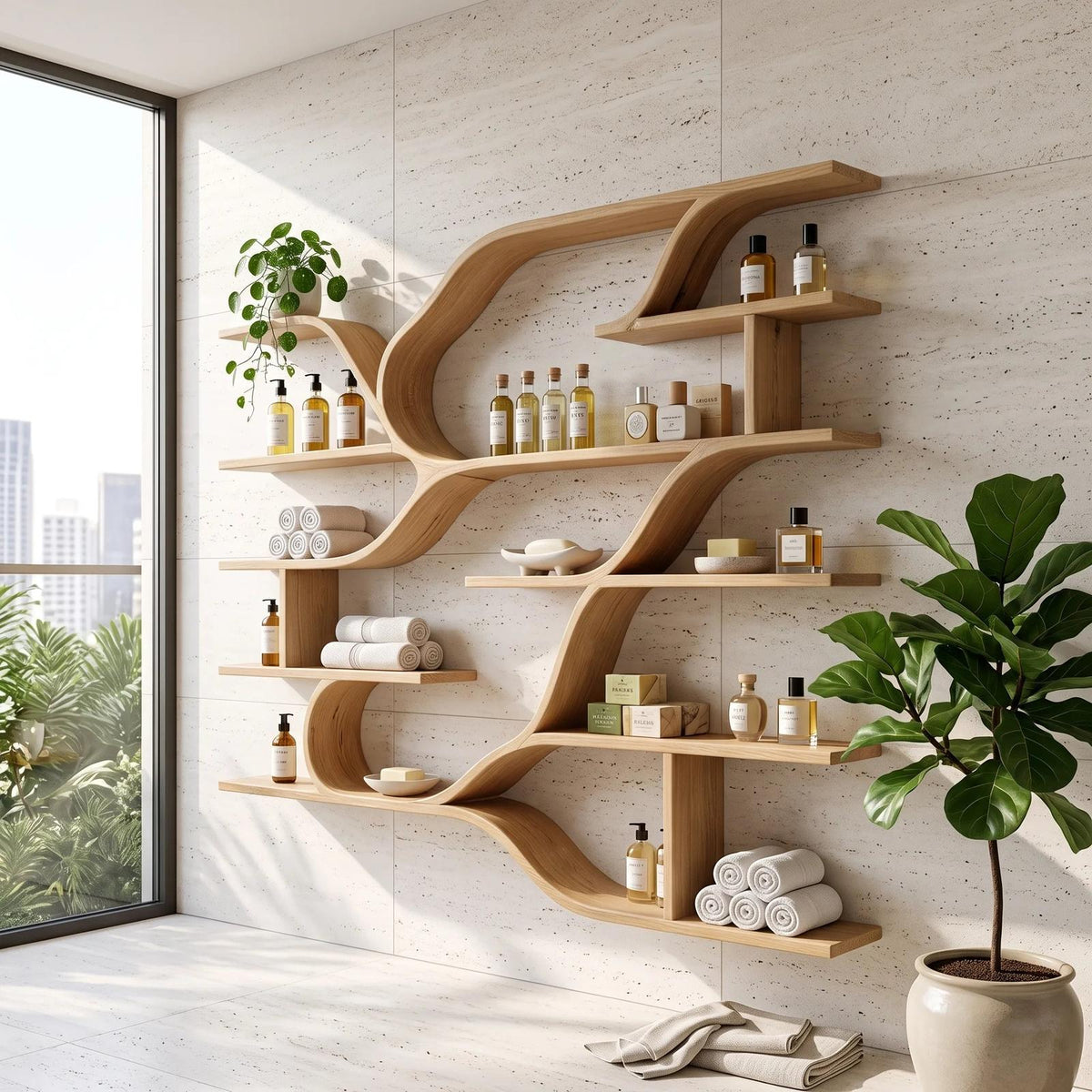 Farmhouse Floating Wood Shelves for Kitchen