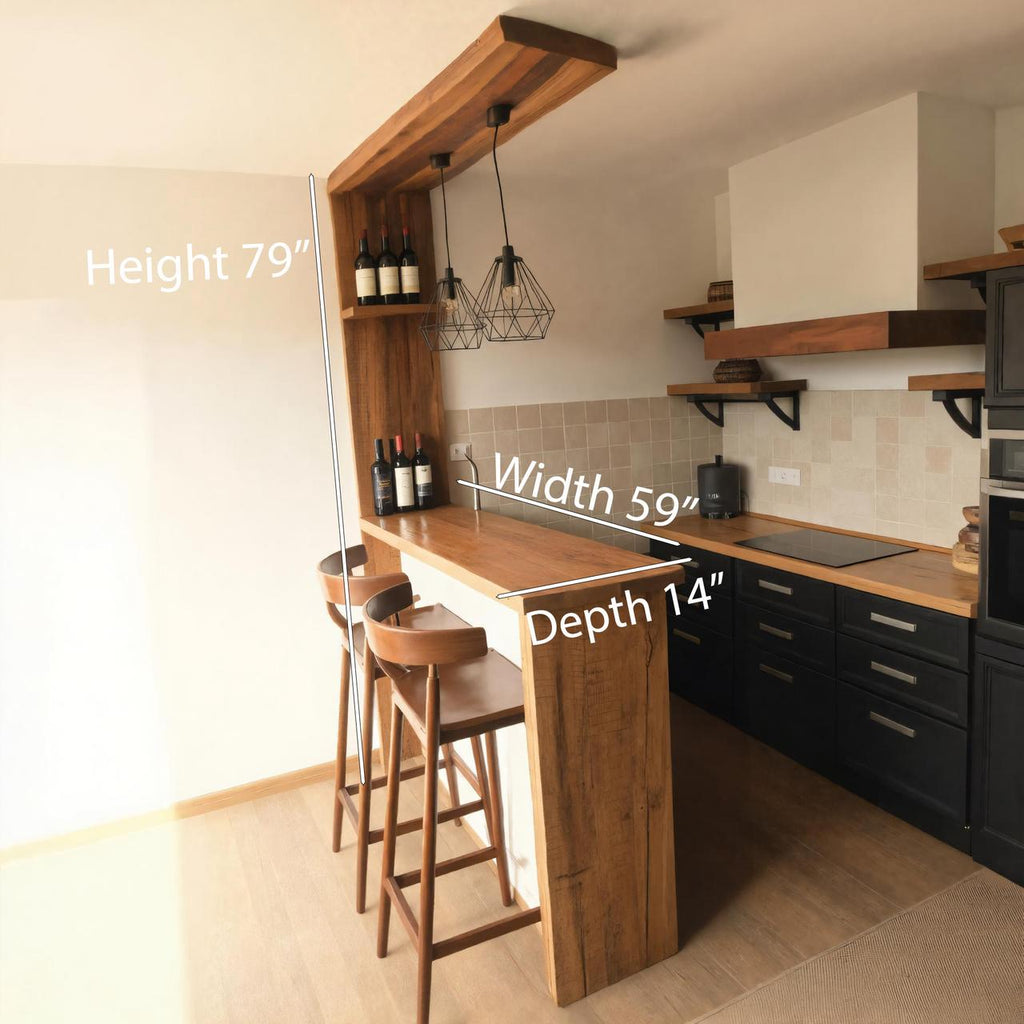 Rustic Kitchen Bar Counter For Farmhouse Or Industrial Style Homes
