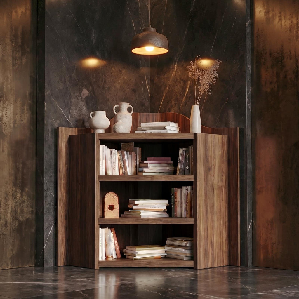 Natural Wooden Bookshelf, Open Multi-Tier Shelves & Storage Display Cabinet for Living Room & Bedroom