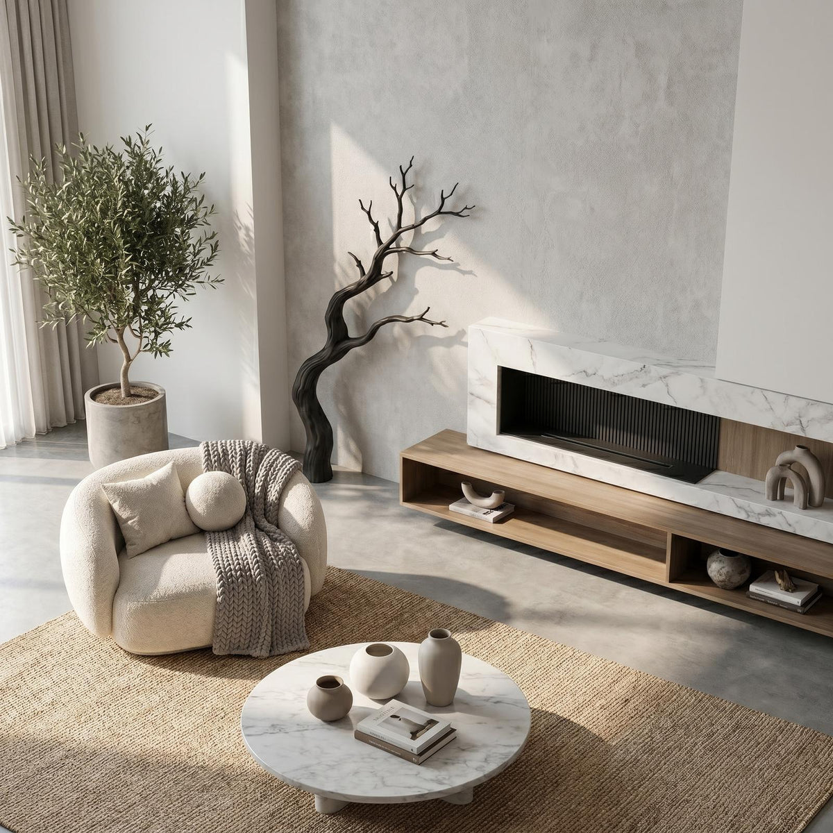 Modern Wooden Wall Decor, Sculptural Driftwood Branch Style Hanging Art for Living Room & Entryway