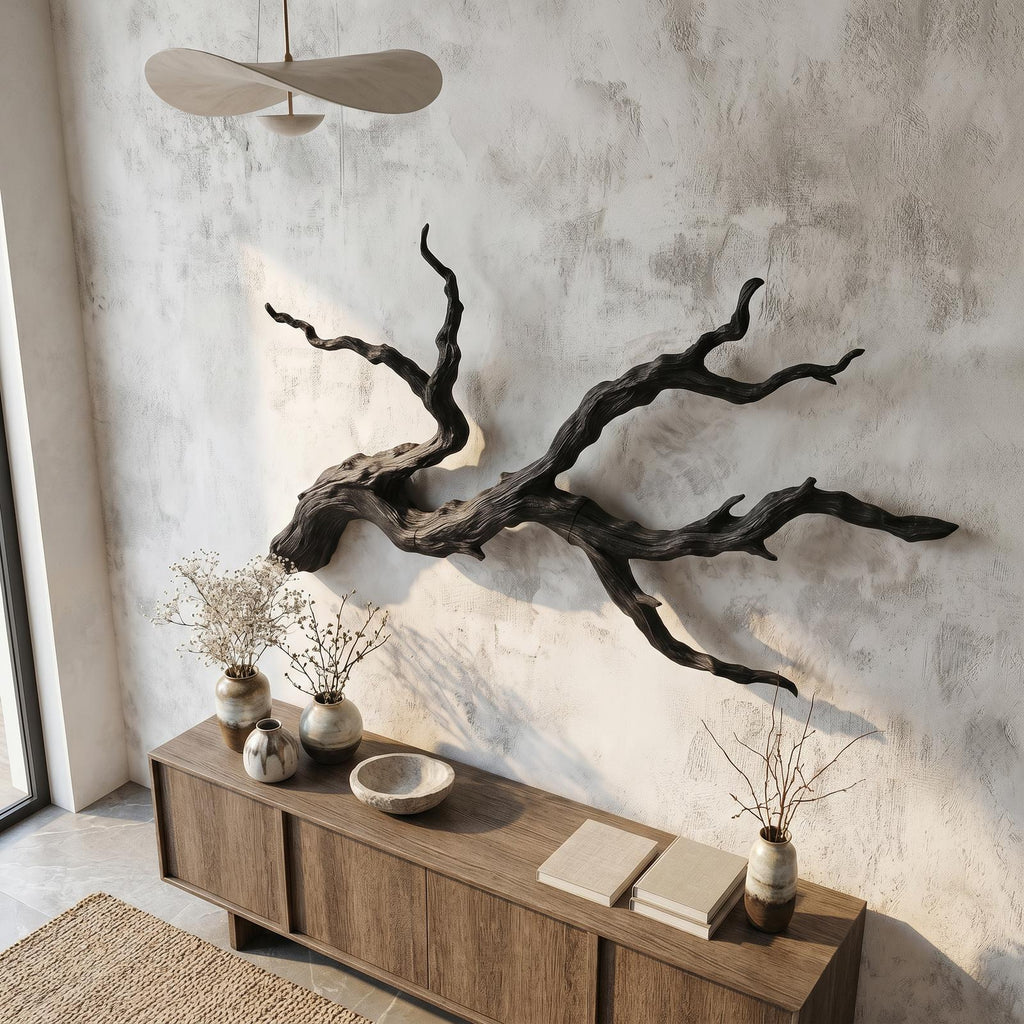 Handcrafted Branch Wood Wall Art, Rustic Nature-Inspired Tree Limb Sculpture for Living Room Bedroom, Model