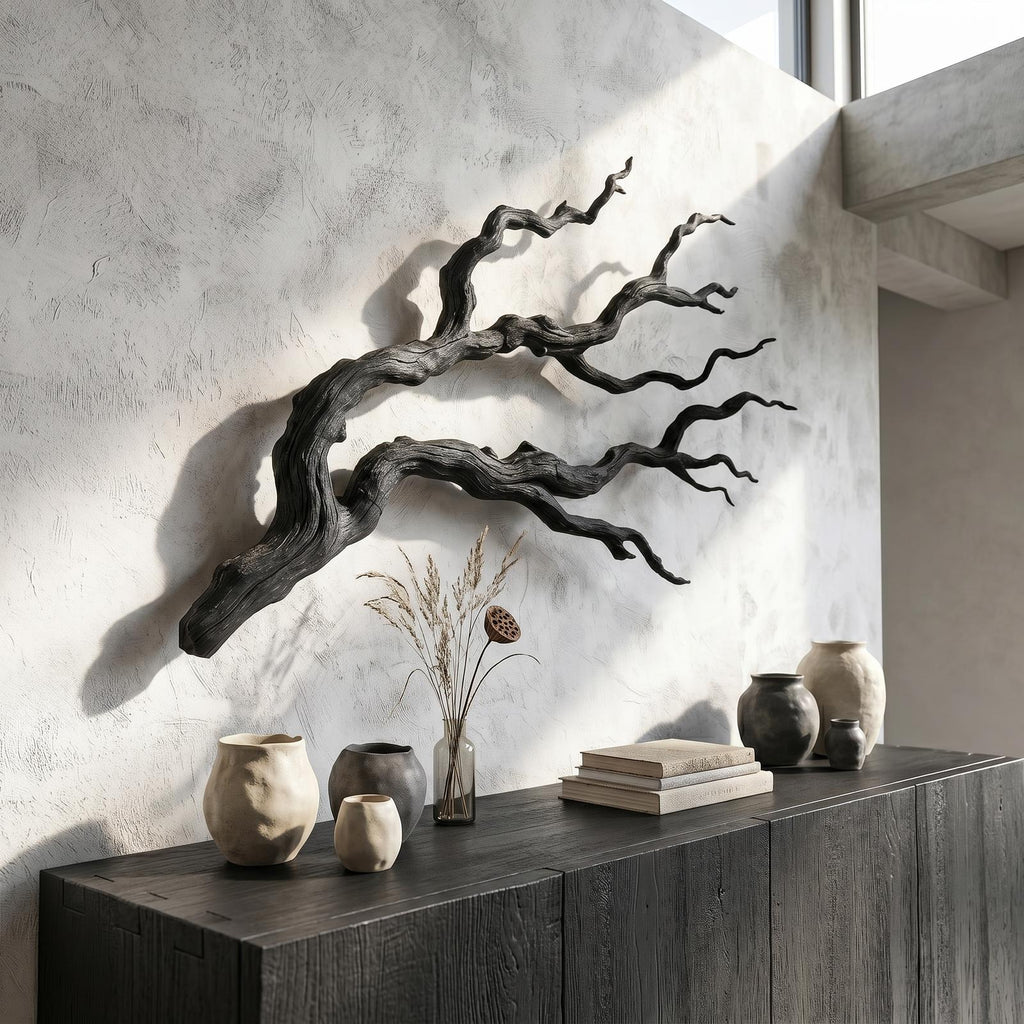 Nature Inspired Branch Wall Art, Handcrafted Organic Wood Tree Limb Sculptural Wall Decor for Living Room, Model