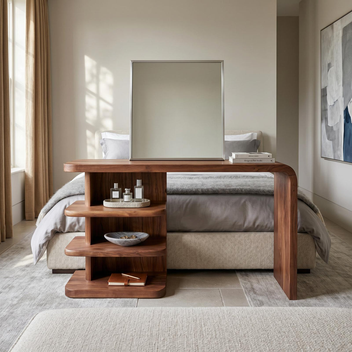 Modern Dressing Table With Integrated Side Storage For Bedroom SINLSABDT091