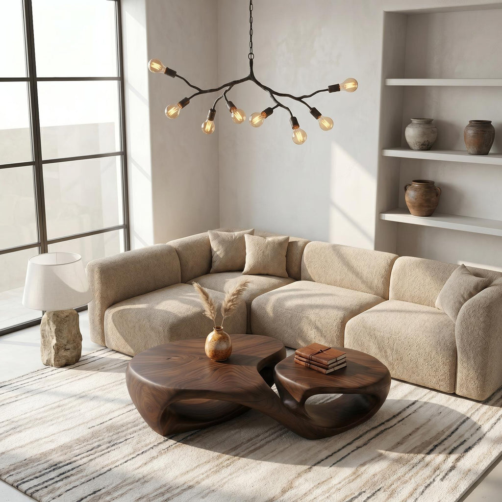Organic Coffee Table With Sculptural Hollow Design For Living Room