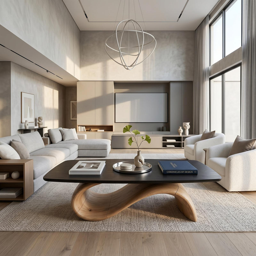Handcrafted Coffee Table With Artistic Wood Design For Living Room