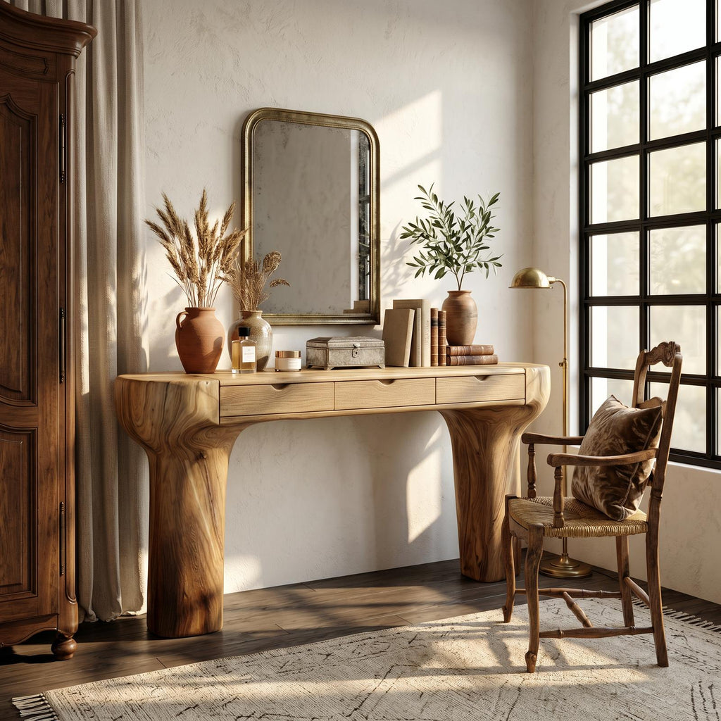 Rustic Dressing Table With Solid Wood Design For Bedroom