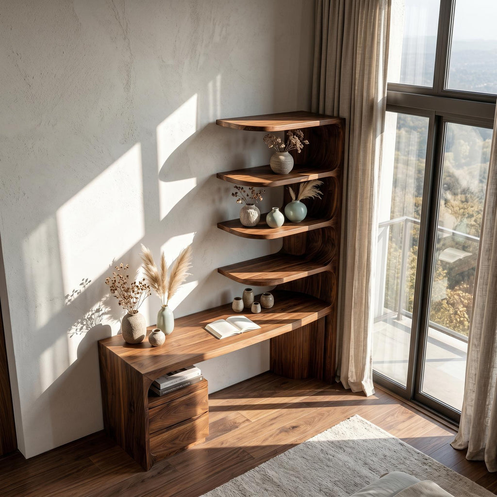 Scandinavian Writing Desk With Integrated Storage Hutch For Bedroom And Workspace