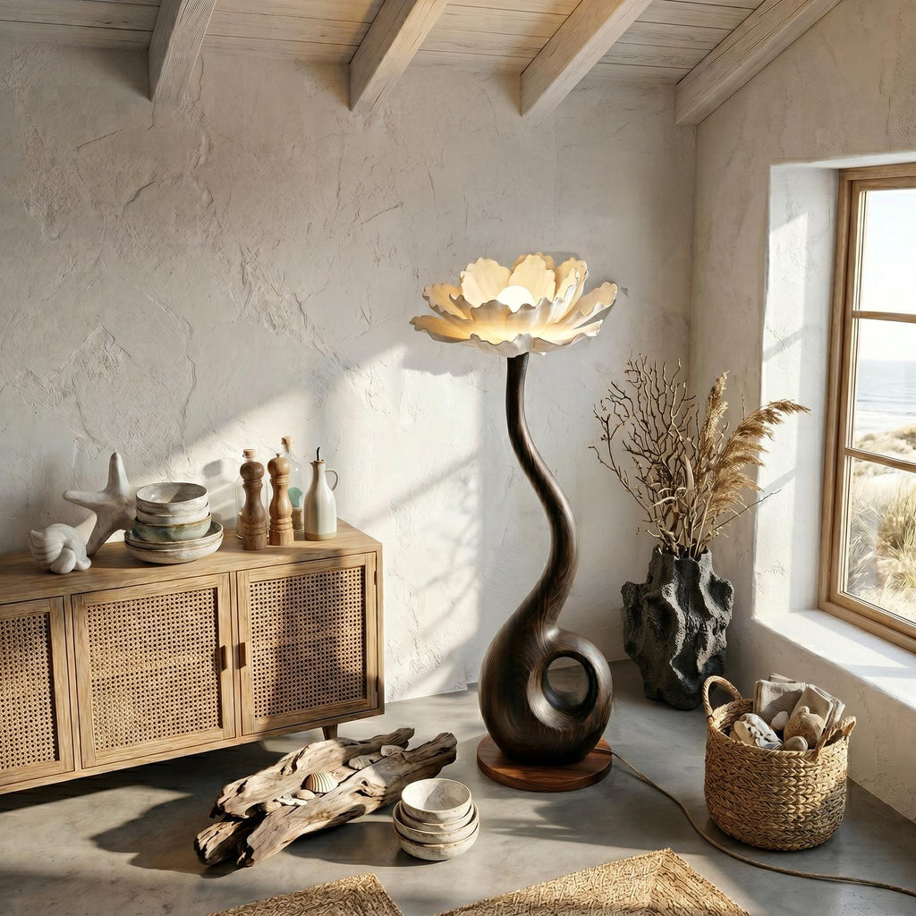 Artistic Floor Lamp With Nature Inspired Flower Design For Living Room SINLSAFLP119