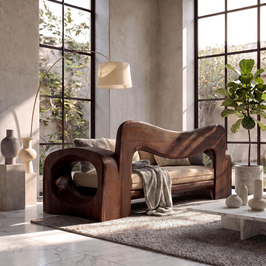 Organic Sofa Frame With Handcrafted Solid Wood Structure For Living Room