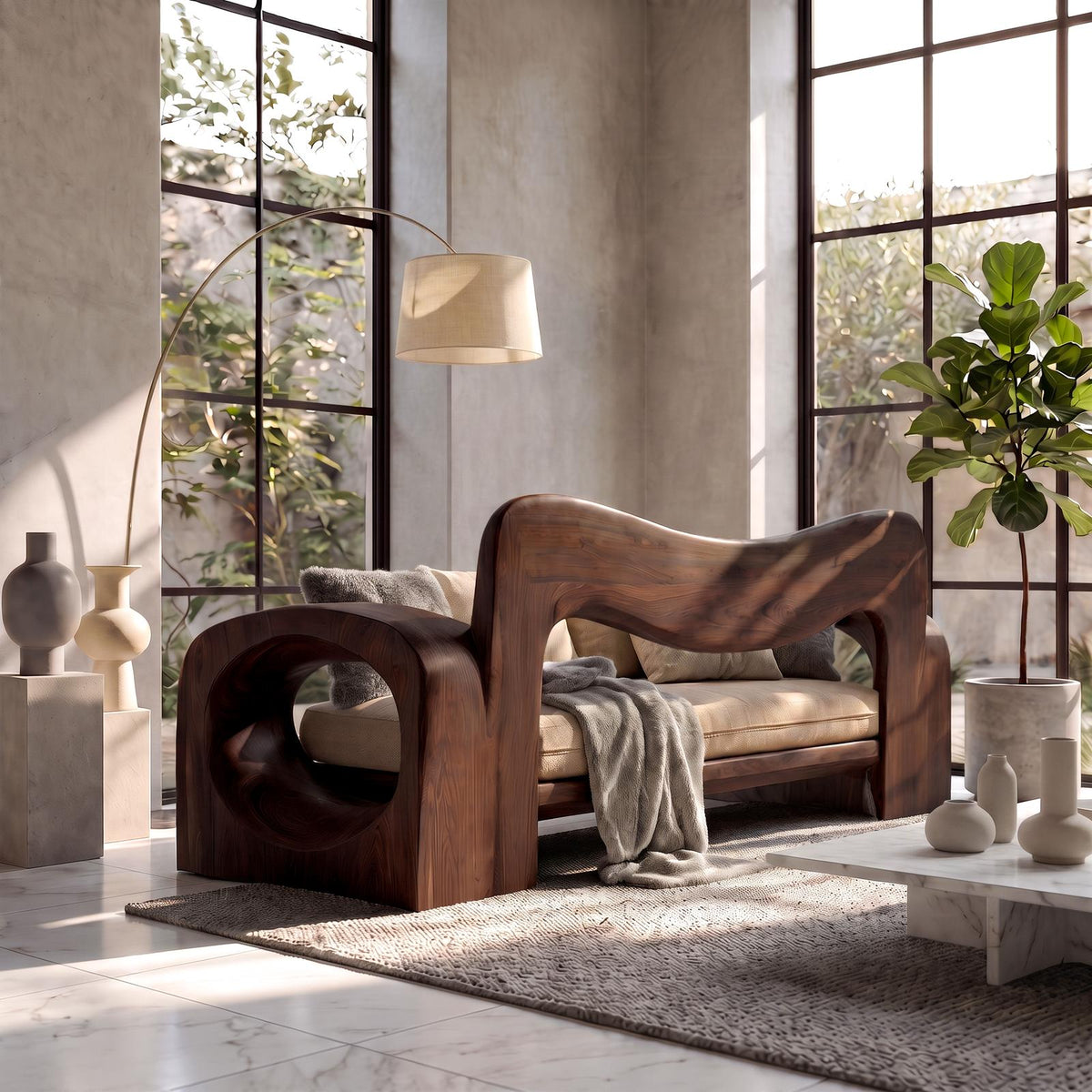 Organic Sofa Frame With Handcrafted Solid Wood Structure For Living Room