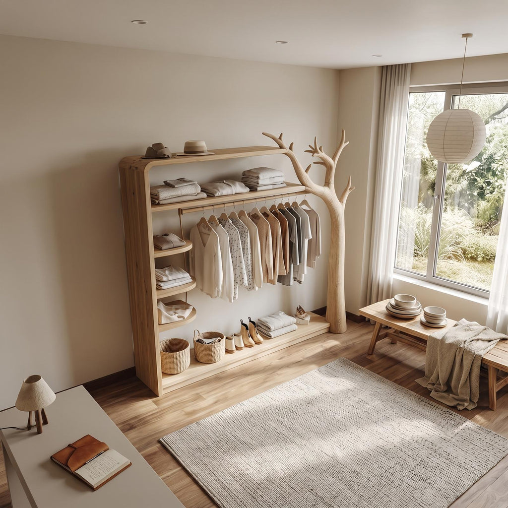 Rustic Tree Wardrobe Rack Bedroom Or Entryway Closet Storage