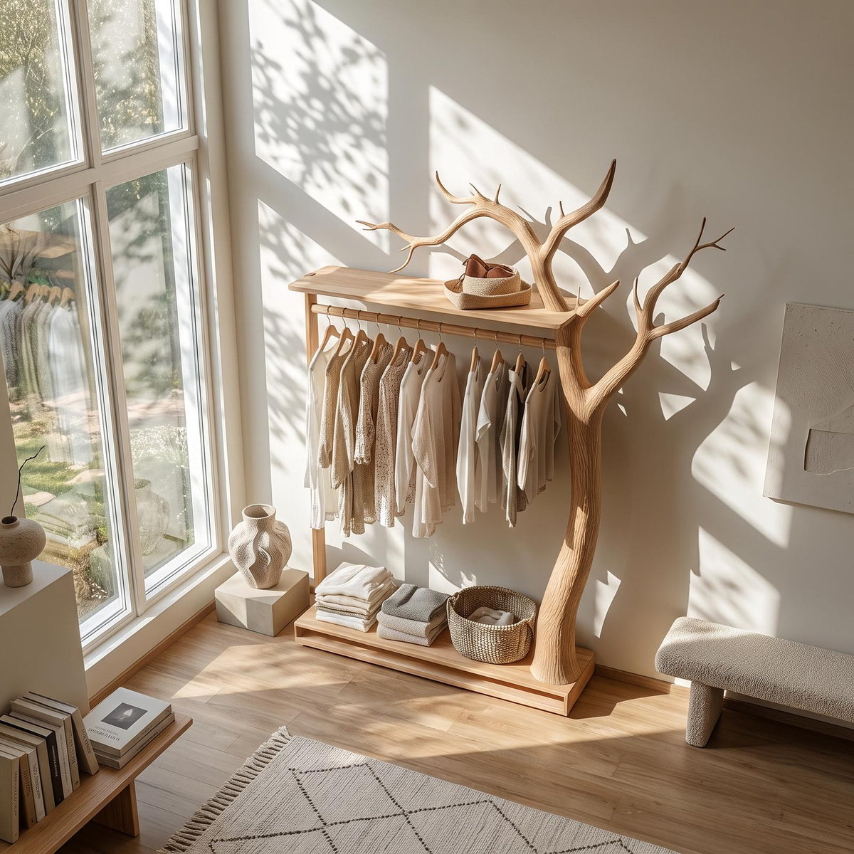 Rustic Clothing Rack Bedroom Hallway Entryway