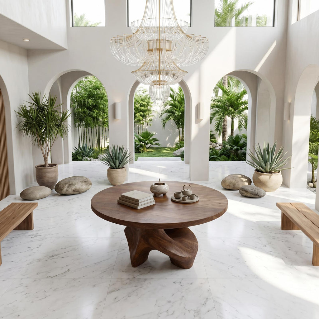 Minimalist Foyer Table Handcrafted Organic Base For Entryway