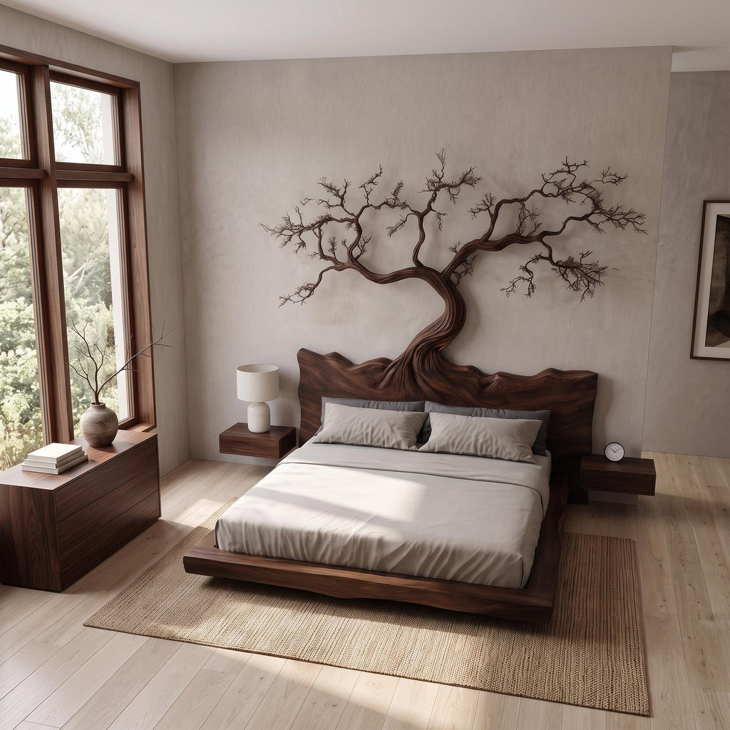 Rustic Bedroom Wooden Platform Bed Frame SINLSAWB079