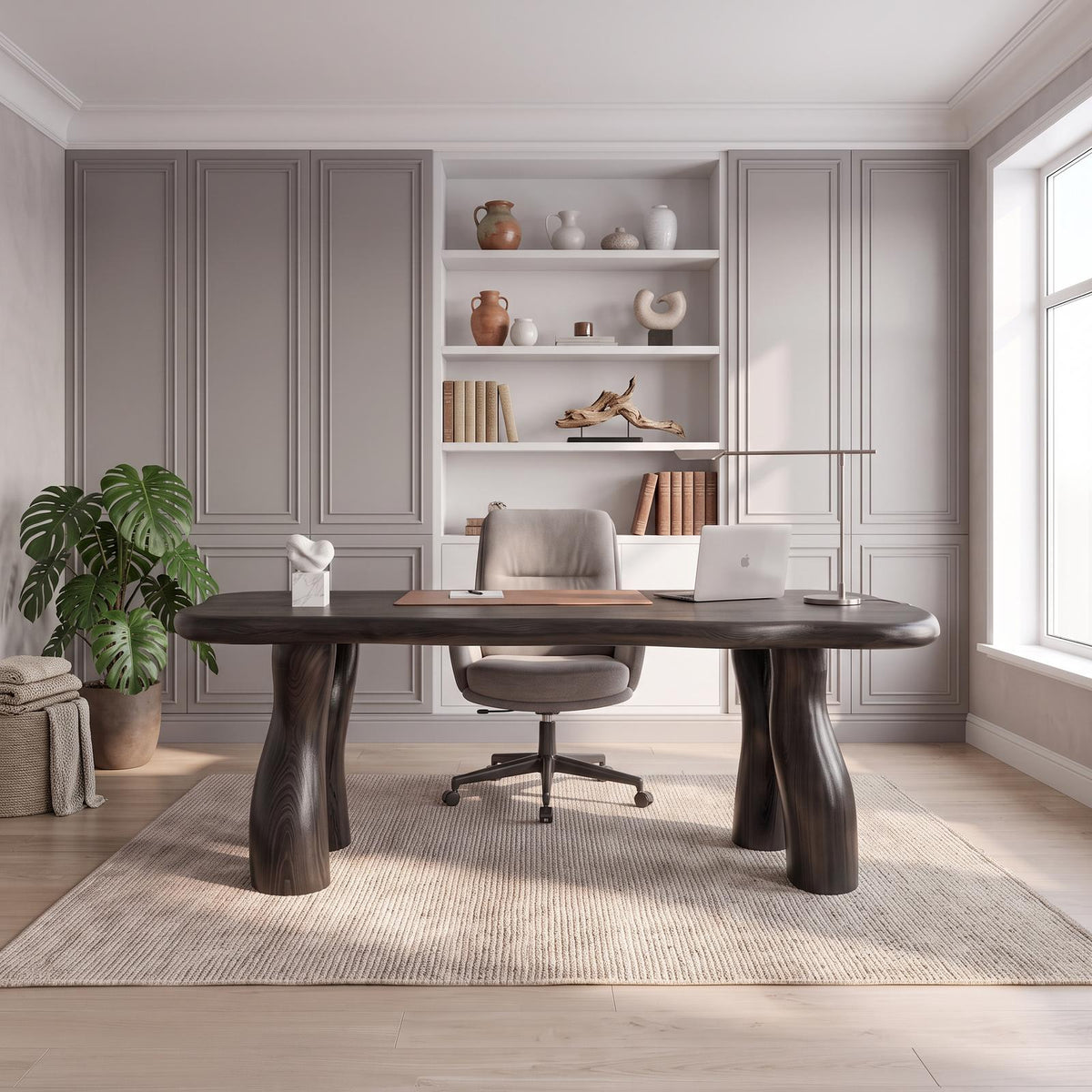 Modern Halloween Office Desk With Interconnected Curved Legs For Home Office