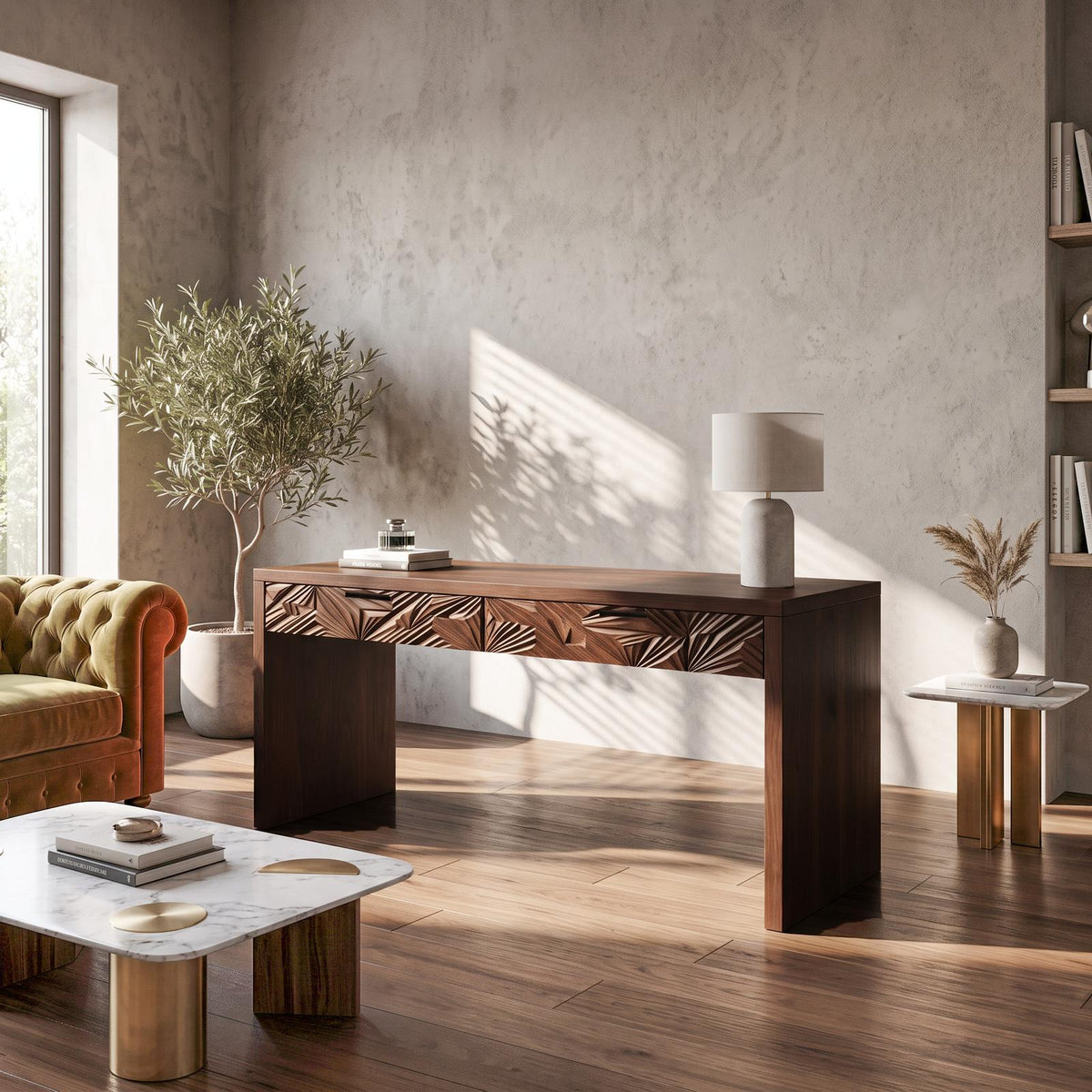 Modern Home Office Desk With Integrated Drawers For Bedroom