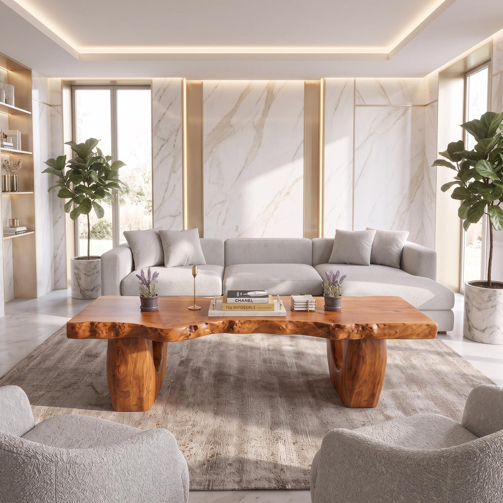 Modern Coffee Table With Open Hollow Legs And Clean Profile For Lounge