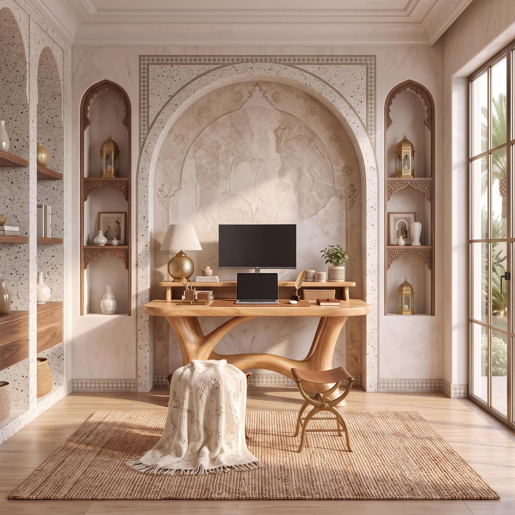 Rustic Writing Desk With Integrated Desktop Riser For Home Office