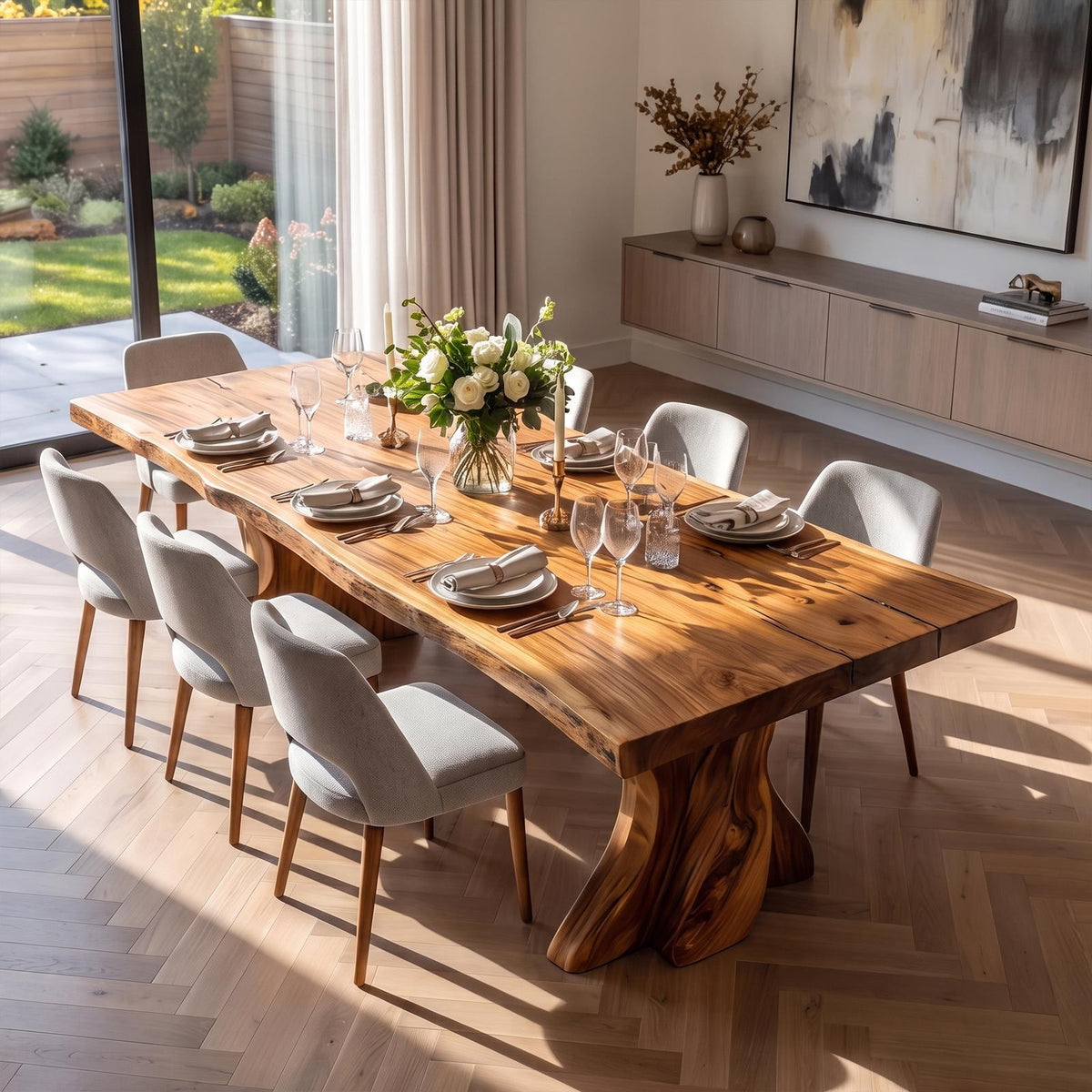 Contemporary Halloween Dining Table With Artistic Tree Form Base For Dining Room