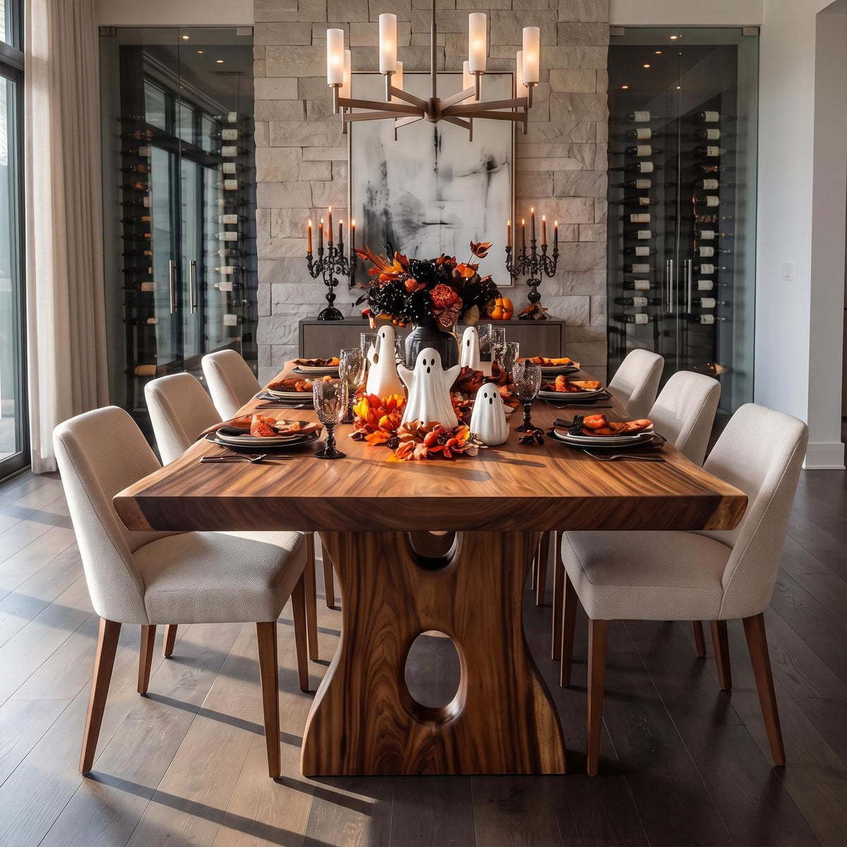 Natural Statement Dining Table With Flowing Organic Silhouette For Dining Room