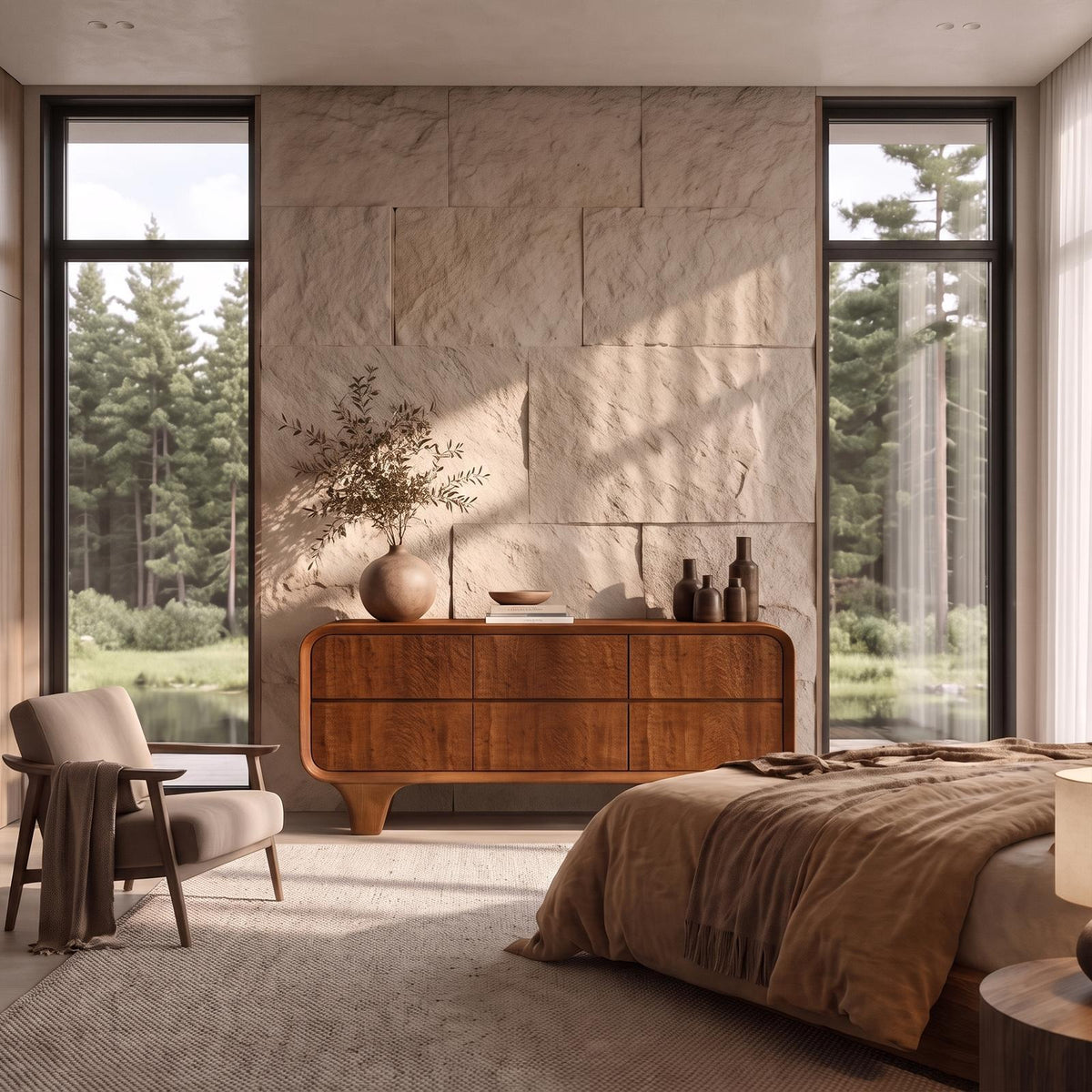 Contemporary Solid Wood Dresser With Smooth Curved Corners For Bedroom SINLKIDR001
