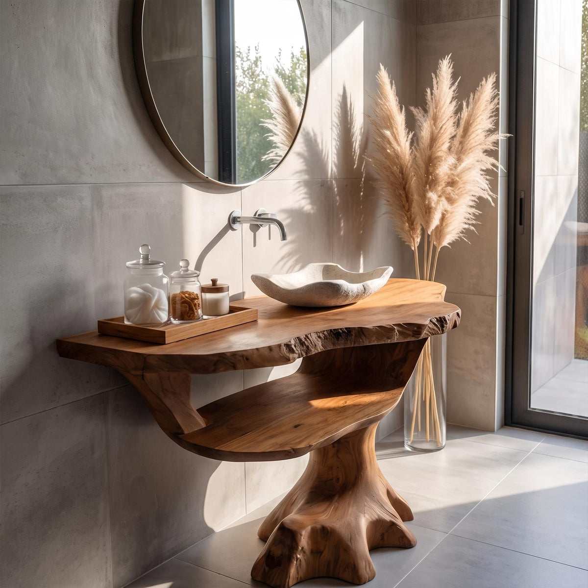 Contemporary Halloween Single Bathroom Vanity With Sculptural Branch Support For Bathroom