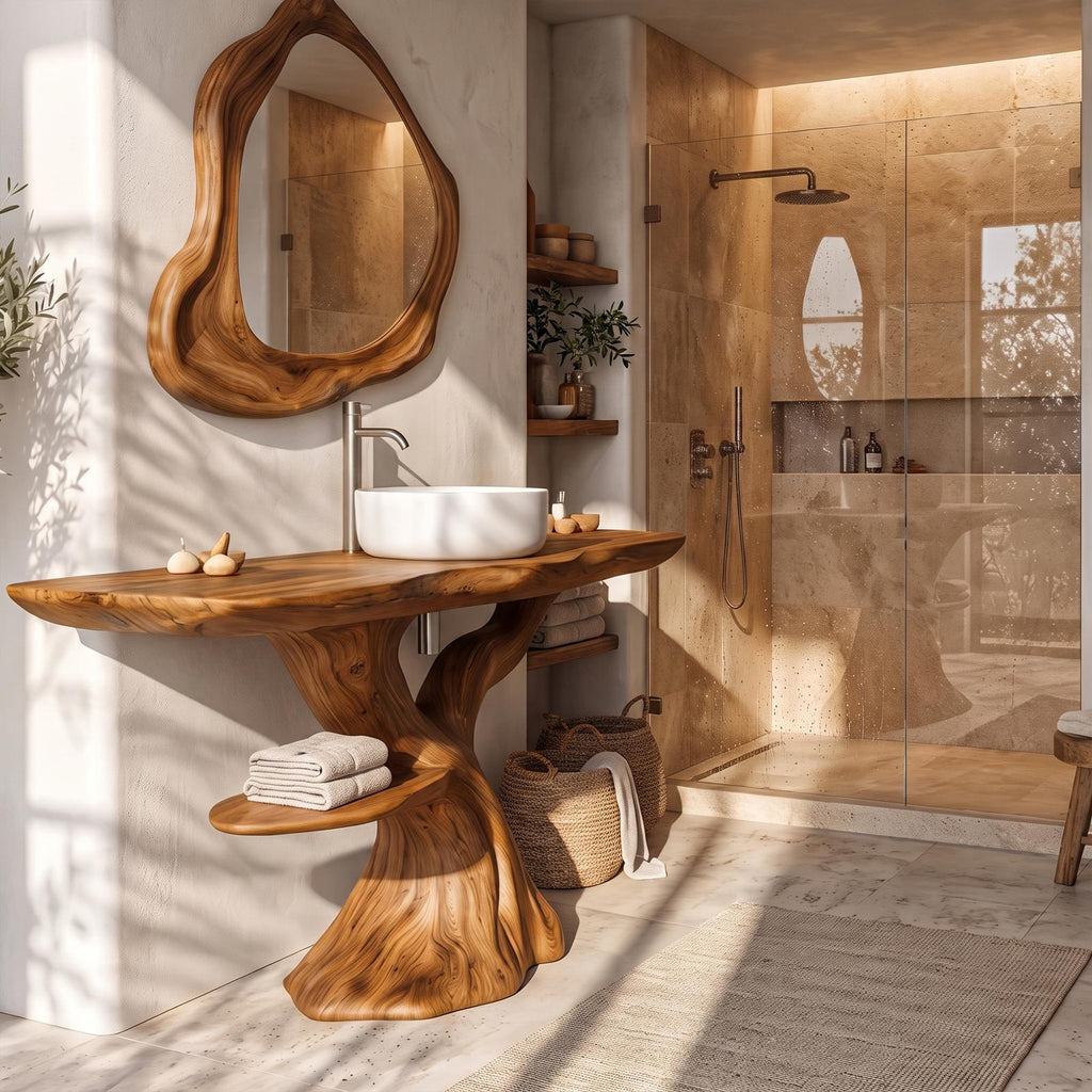 Rustic Bathroom Vanity With Bold Tree Root Design For Bathroom