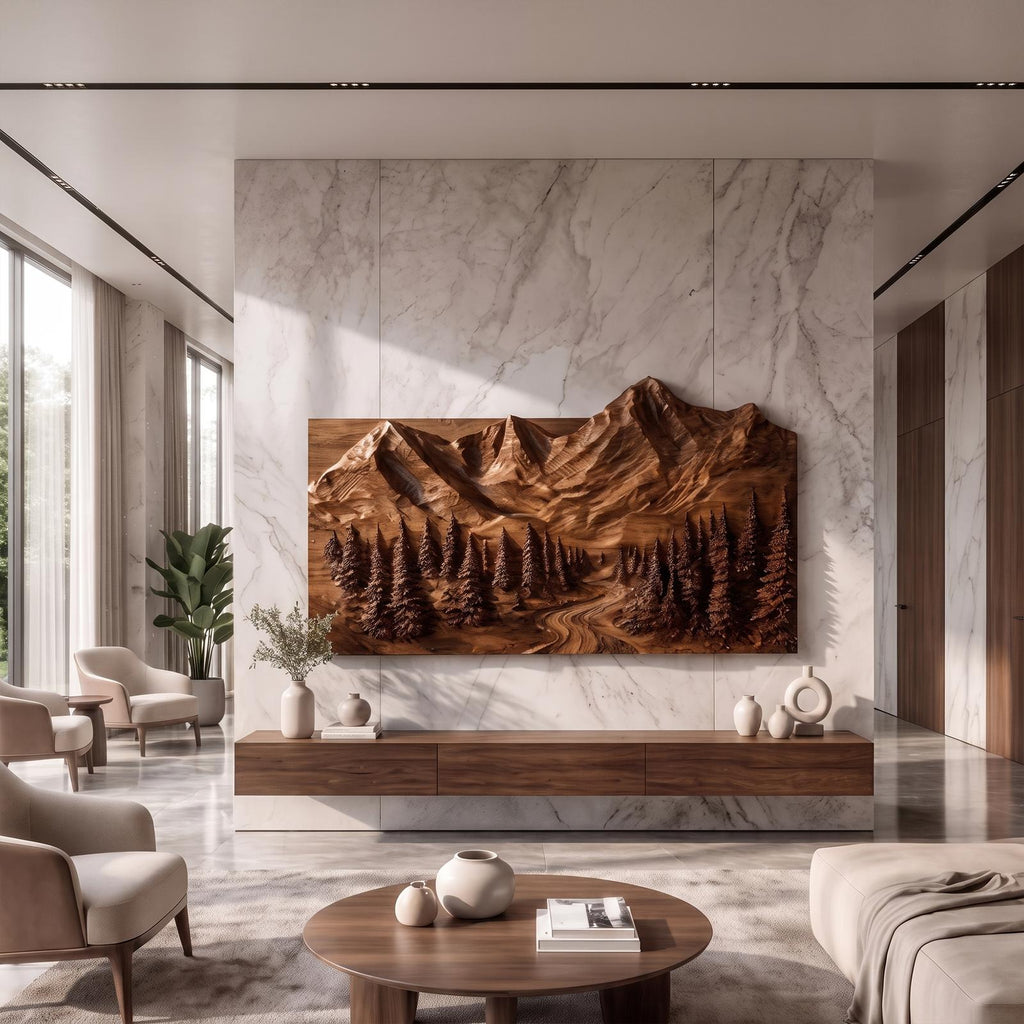 Sculptural Mountain Wall Art For Living Room
