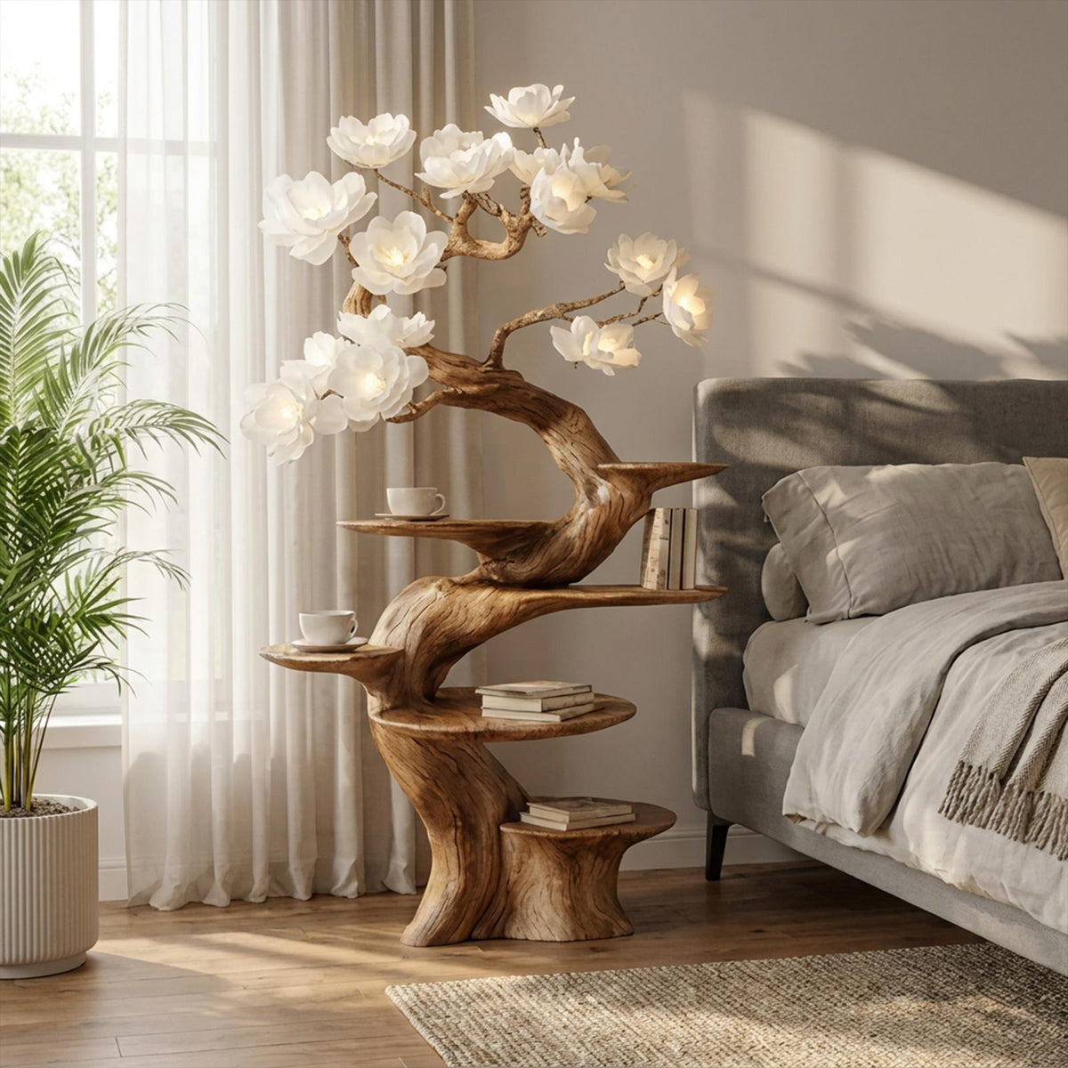 Organic Modern Sculptural Floor Display Shelf For Living Room SINLKIBT174