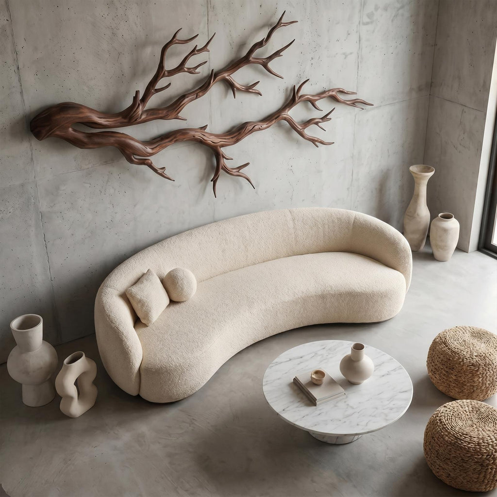 Twisted Branch Solid Wood Wall Sculpture Organic Modern Decor