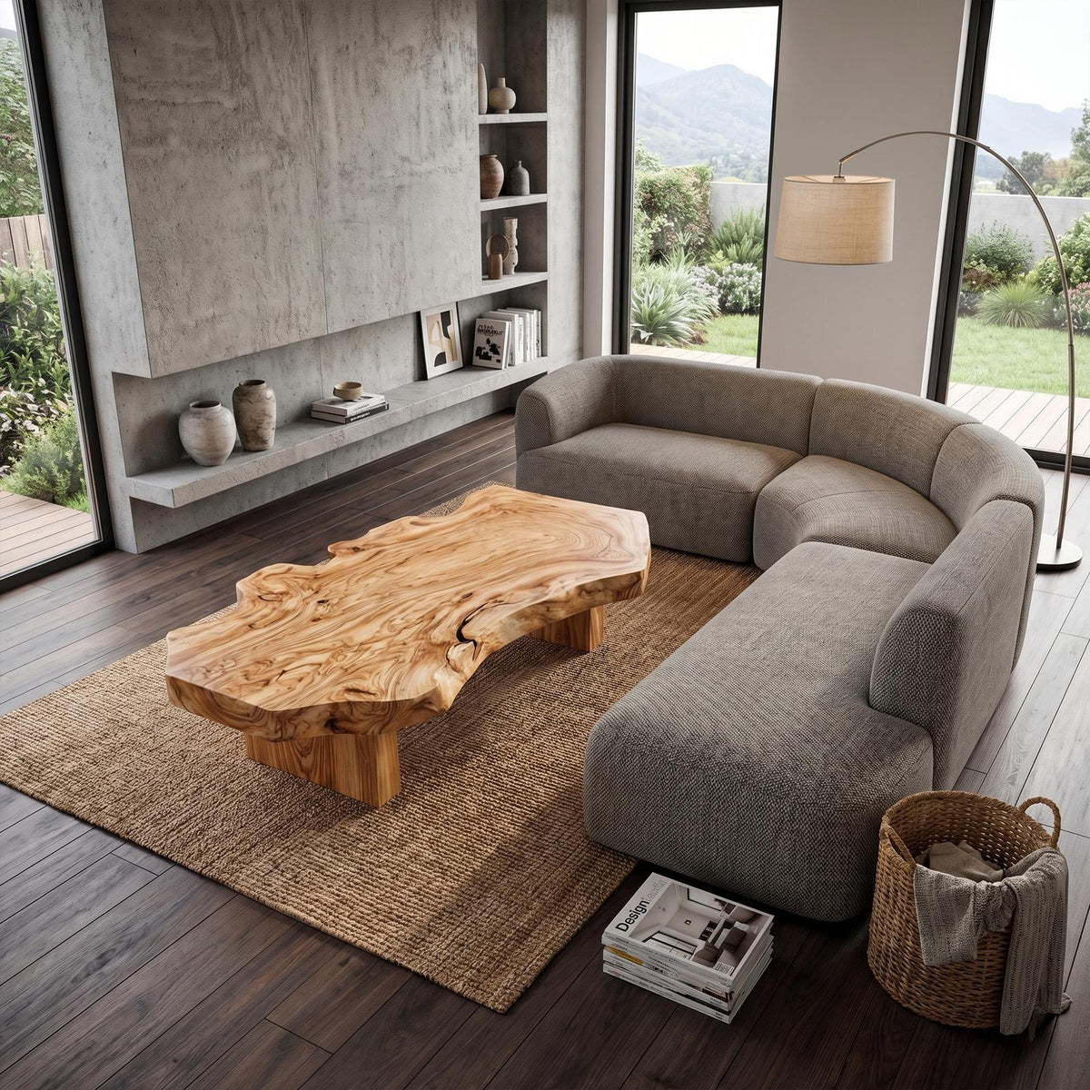 Spry Interior Rustic Art Coffee Table, Handcrafted Live Edge Solid Wood Sculptural Centerpiece Table for Living Room, Office, Studio - SINLKICF138