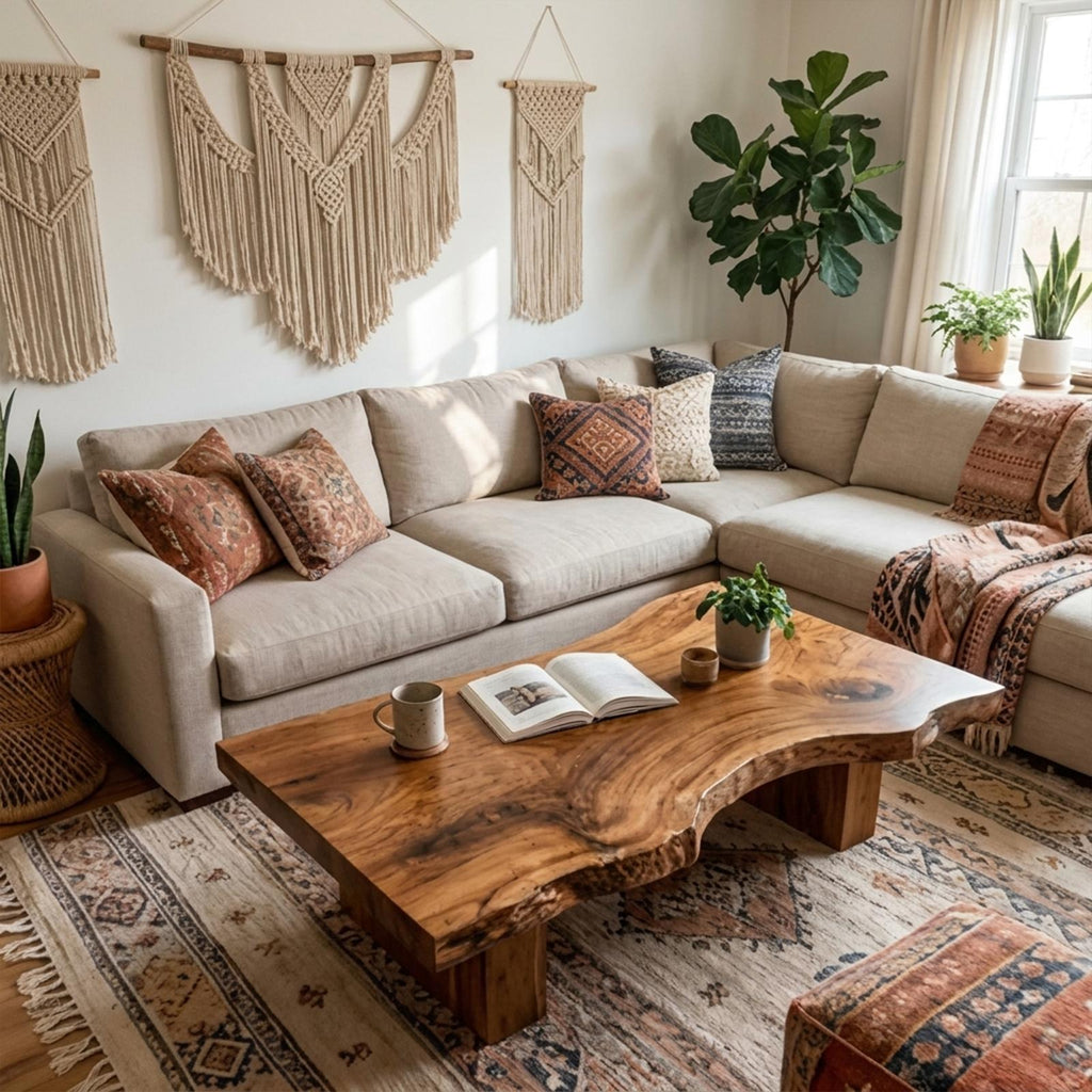 Rustic Sculptural Coffee Table Modern Living Room Display SINLKICF129