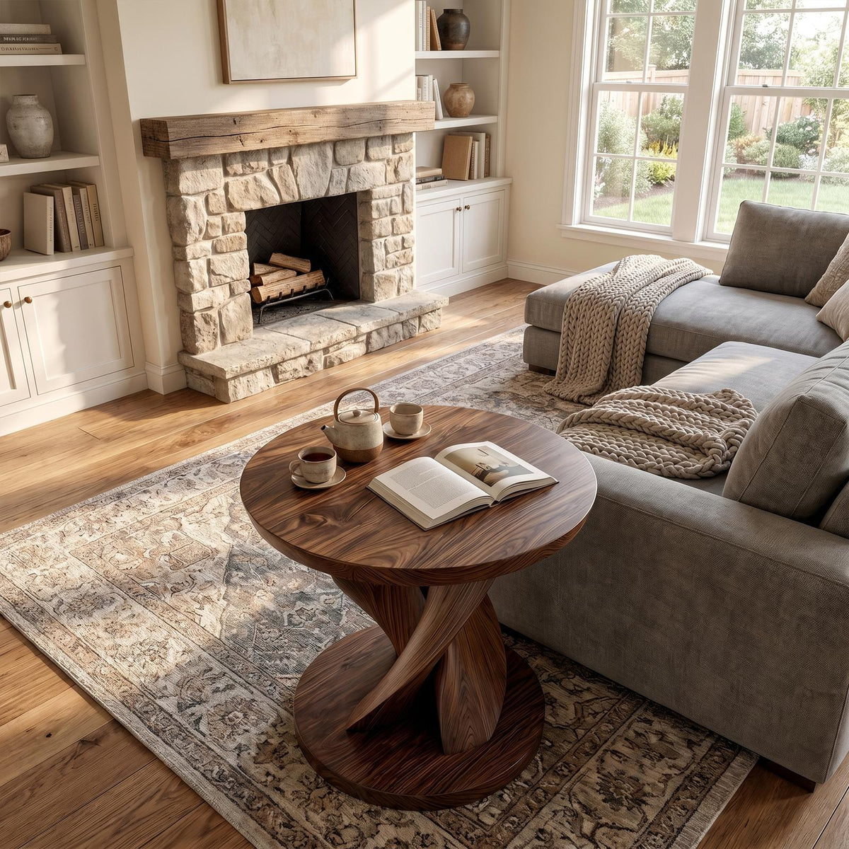 Modern Organic Side Table, Handcrafted Solid Wood End Table & Nightstand for Living Room Bedroom
