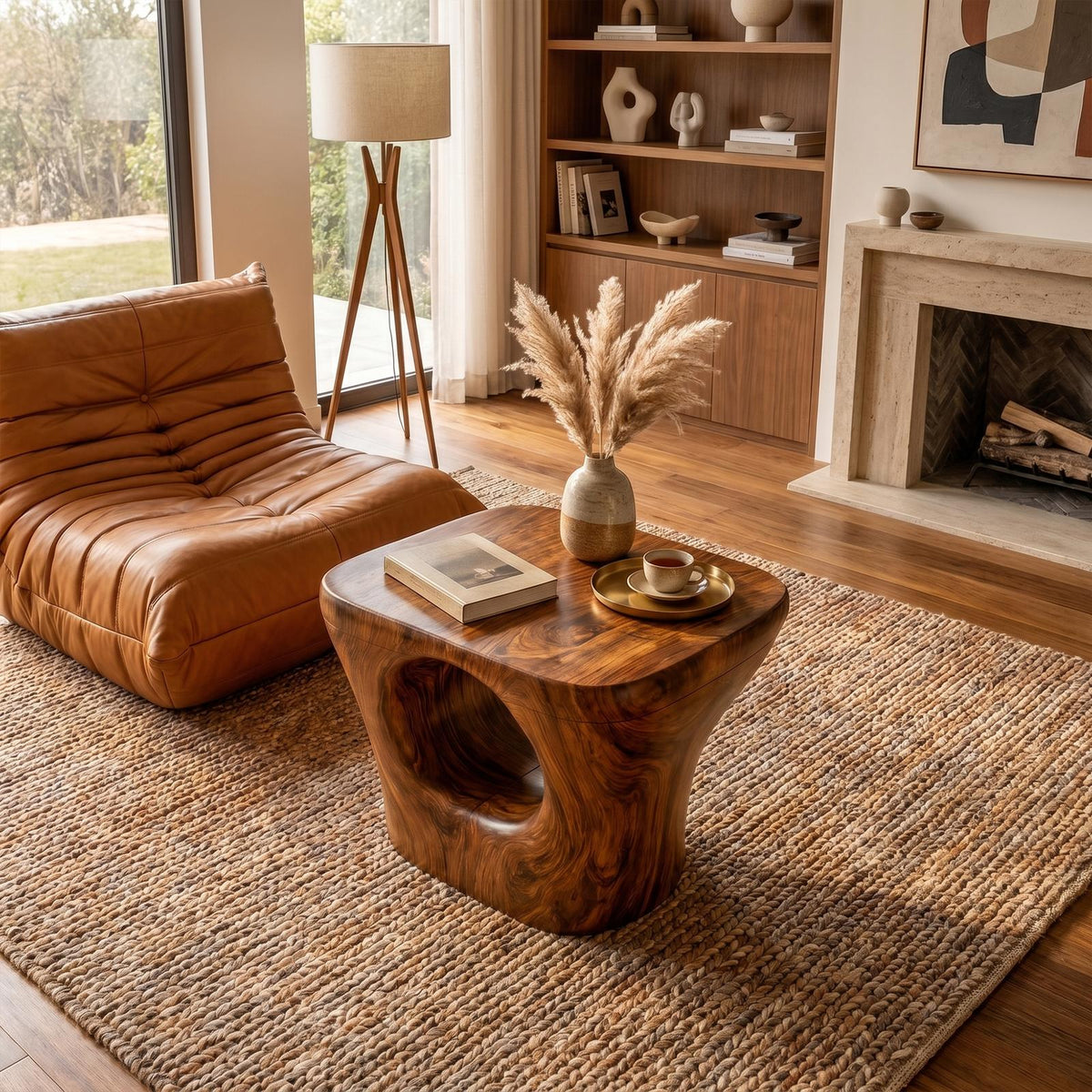Rustic Beside Table, Handcrafted Solid Wood Bedroom Nightstand & Living Room Accent End Table