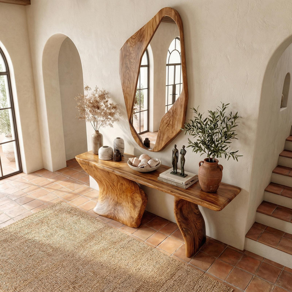 Minimalist Accent Console Table, Solid Wood Entryway Foyer Table, Modern Living Room Sideboard Table