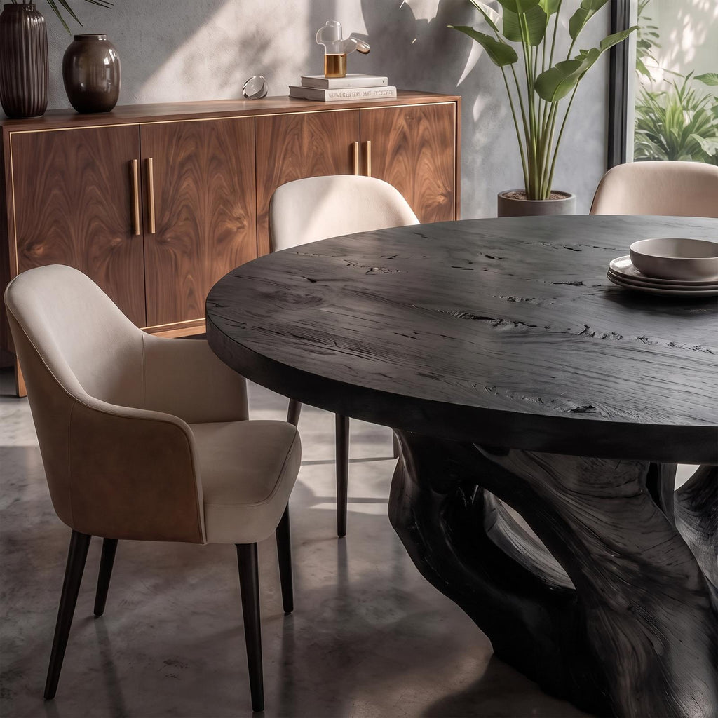 Modern Round Dining Table With Sculptural Open Form For Dining Room And Living Room SINLKIDN217