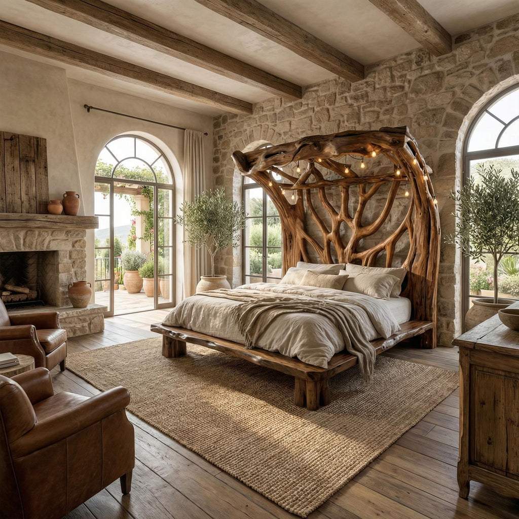 Rustic Tree Bed Modern Bedroom SINLKIWB046