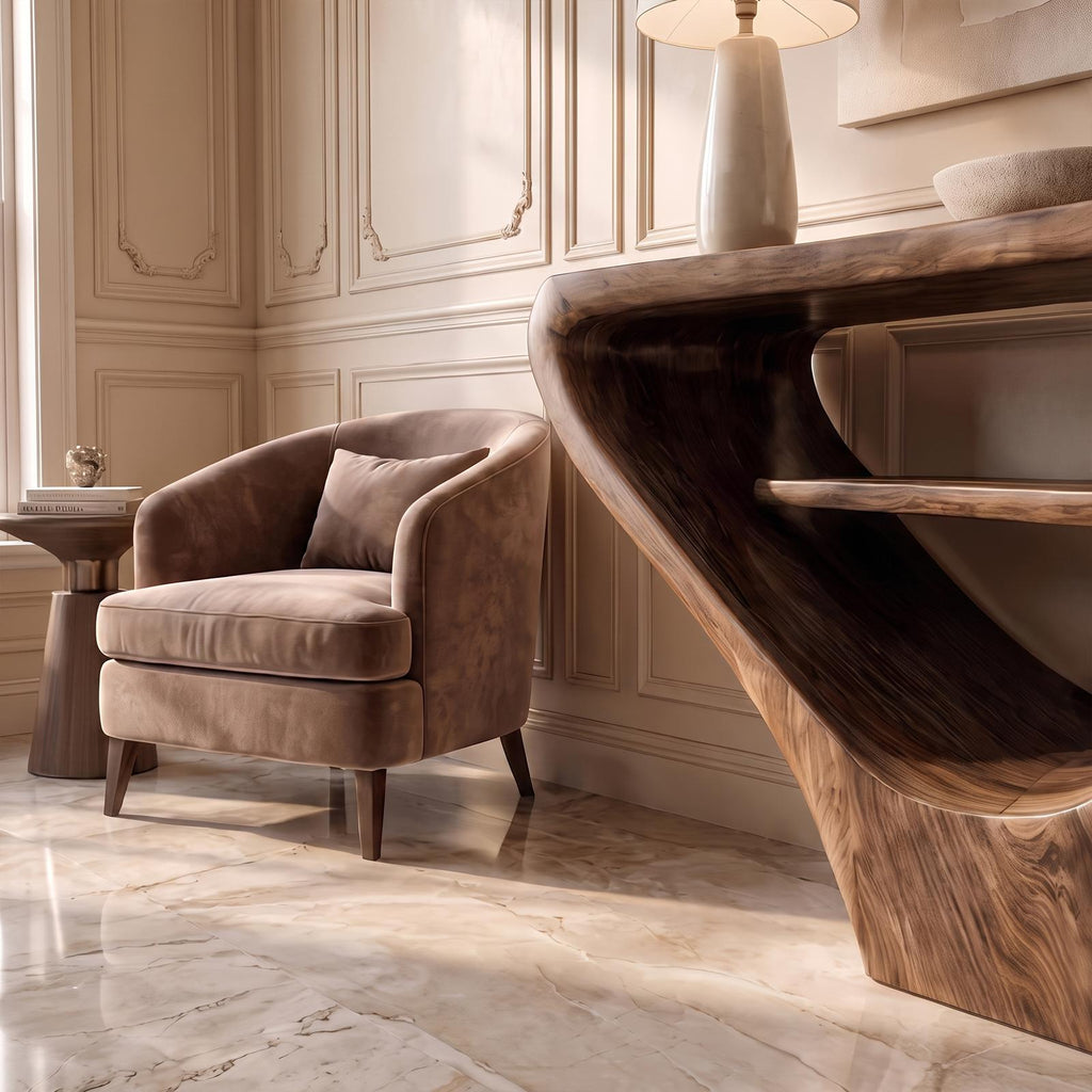 Rustic Modern Console Table, Solid Wood Narrow Entryway Sofa Table for Living Room & Foyer