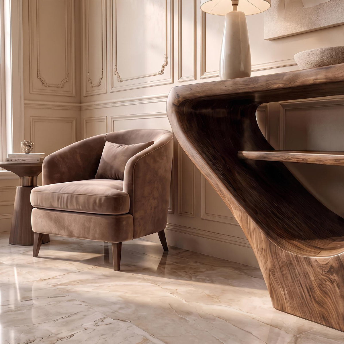 Rustic Modern Console Table, Solid Wood Narrow Entryway Sofa Table for Living Room & Foyer