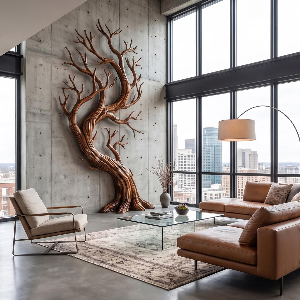 Rustic Tree Wall Art Sculpture Living Room And Hallway
