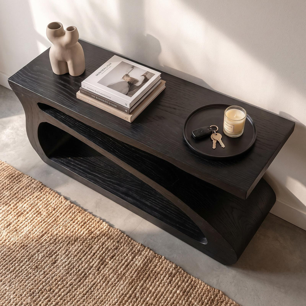 Modern Wooden Console Table, Solid Wood Narrow Entryway Sofa Table for Hallway & Living Room