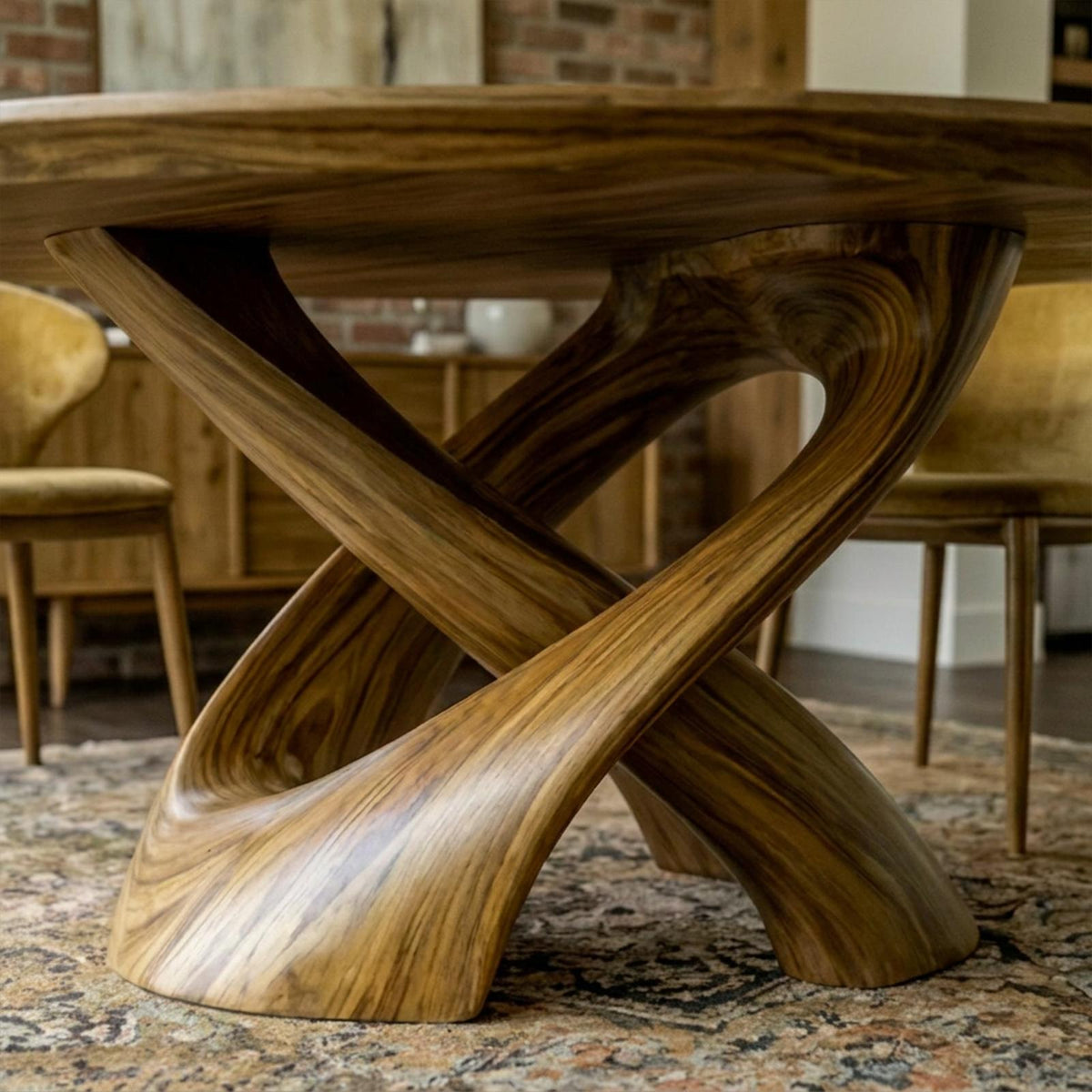 Rustic Handcrafted Live Edge Dining Table, Solid Wood Slab Kitchen Table for Dining Room Decor, Model
