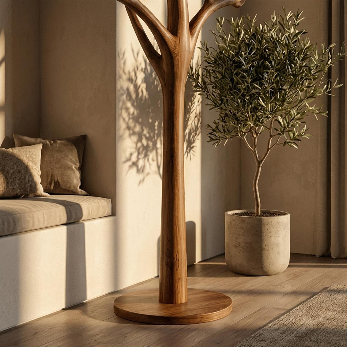 Rustic Tree Coat Stand Entryway Living Room Mudroom