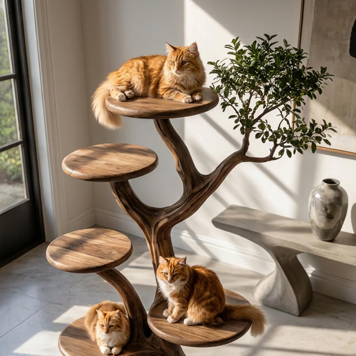 Rustic Tree Cat Play Tower Artistic Living Room SINLKITT077