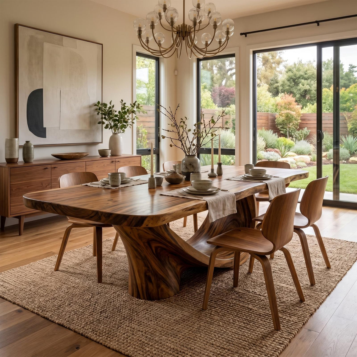 Spry Interior Rustic Natural Wood Dining Table, Handcrafted Solid Wood Farmhouse Table for Kitchen & Dining Room, SINLKIDT163
