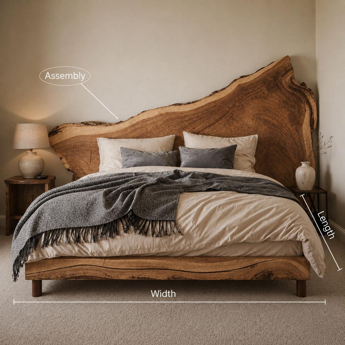 Rustic Live Edge Wooden Bed Frame And Headboard For Warm And Inviting Bedrooms