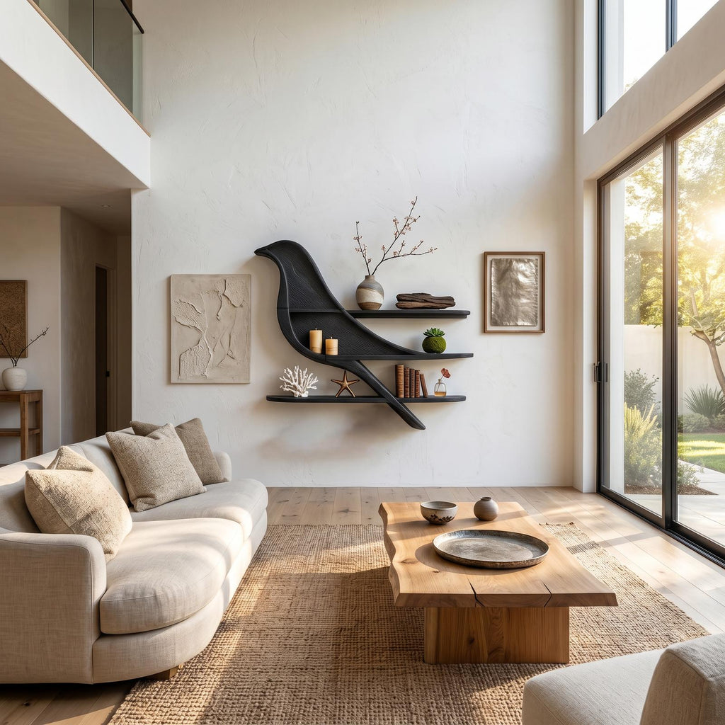 Organic Wave Bookshelf With Sculptural Wall Mounted Shelves For Living Room