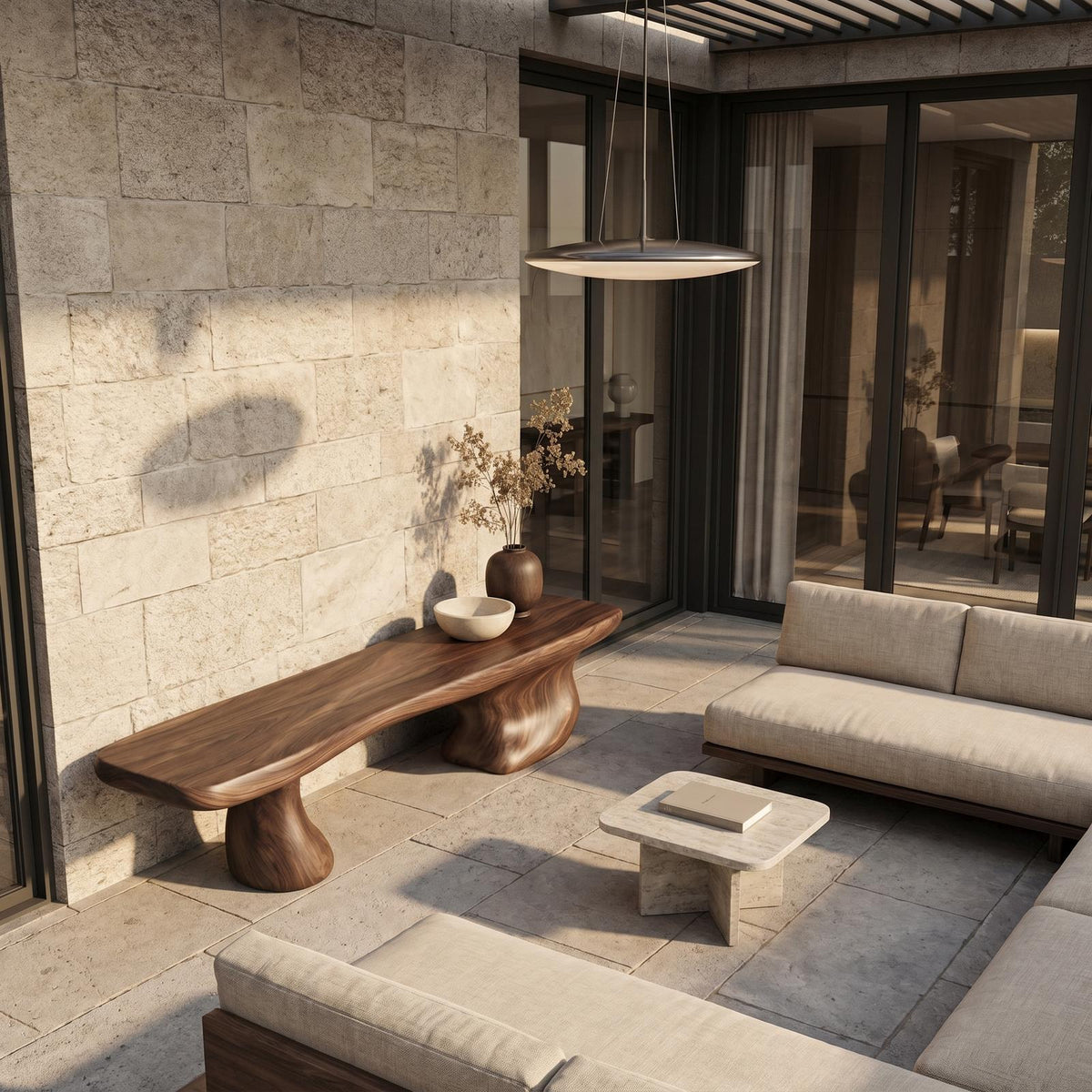 Rustic Wooden Bench Live Edge Design For Living Room Decor