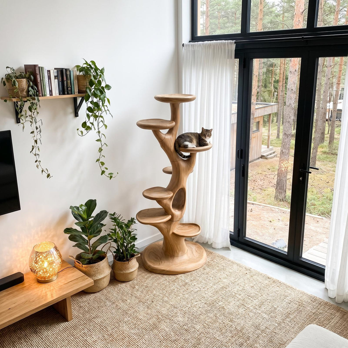 Sculptural Cat Tree With Multi Level Platforms For Indoor Cats