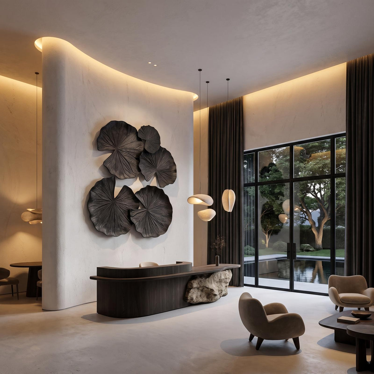 Modern Wood Wall Sculpture With Abstract Floral Design For Living Room